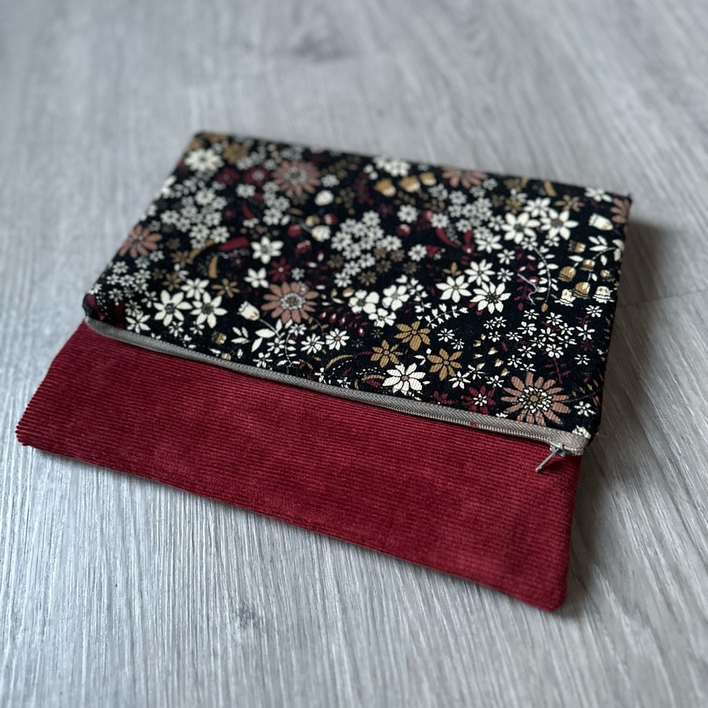 HANDMADE | Upcycled Red Corduroy Clutch or Computer Sleeve